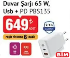 POLOSMART DUVAR ŞARJI 65 W USB+PD PBS135